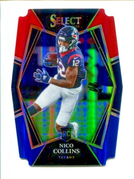 2021 Panini Select Red & Blue Prizm Die-Cut #169 Premier Nico Collins 🏈 RC