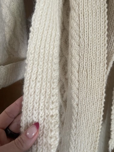 Vintage Aran Hand Knit Irish Wool Cardigan Sweater Coat Belted 100% Pure Wool L - Bild 10 von 15