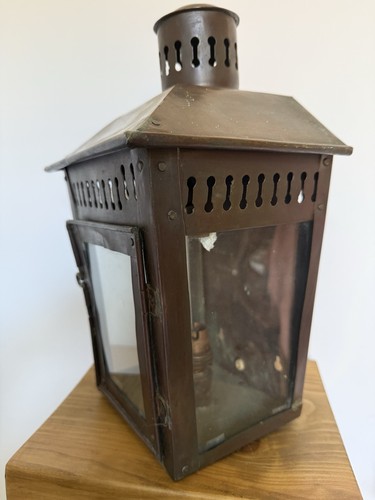 Genuine Vintage Copper Wall Mounted Electric Porch Light Housing Lantern - Picture 2 of 9
