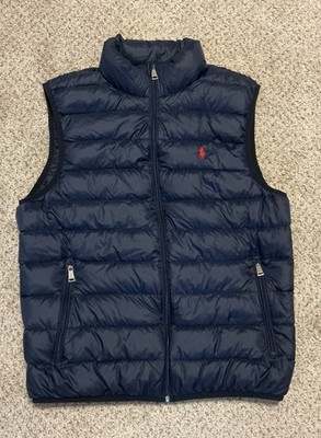 Polo Ralph Lauren Down Vest Navy Blue Packable Red Pony Logo Mens Medium