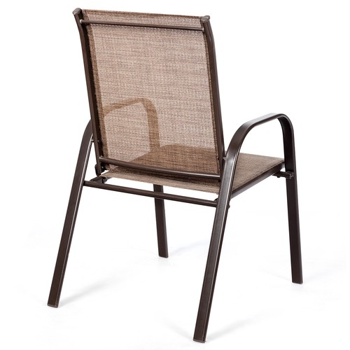 4PCS Patio Chairs Outdoor Dining Chair Durable Garden Deck Yard W/Armrest Brown - Picture 12 of 12