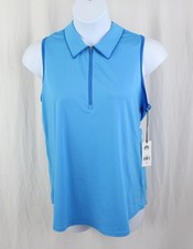 Jofit NWT Women's Blue 1/4 Zip Sleeveless Racerback Polo Activewear Top Size XL