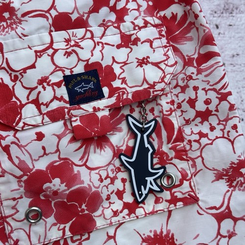 Costume da bagno Paul Shark Yachting nylon uomo XL rosso floreale hawaiano foderato pantaloncino - Foto 3 di 8