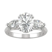 2.96 CTW DEW Oval Cut Lab-Created Moissanite Three Stone Engagement Ring
