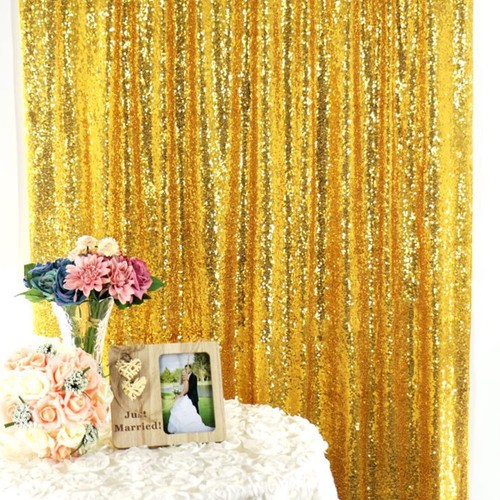 Gold Sequin Backdrop Curtain 8x10ft(WxH) 1 Panel Glitter Sequence Backdrop fo... - Picture 2 of 8