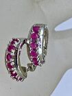 Sterling 925 Silver Amethyst Semi Hoop Huggie Earrings