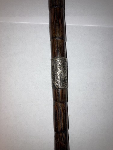 Bastón antiguo de madera/caña con tapa de ladrón plateado - Imagen 5 de 5