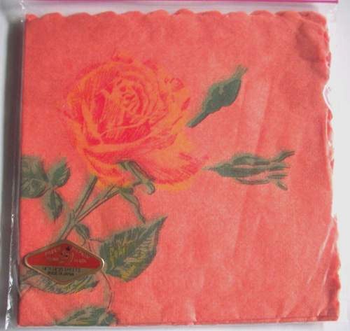 SANKYO? 18 Orange rose vintage paper Japanese napkins - Picture 1 of 4