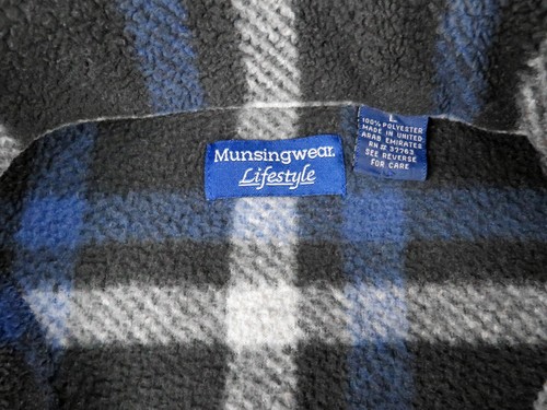 Munsingwear Lifestyle Herren Large blau 1/4 Reißverschluss kariert Fleece - Bild 7 von 8