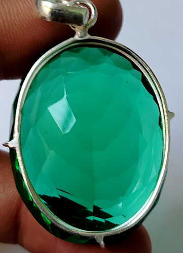 94.00 Ct. AAA Large Green Emerald Oval Cut 925 Silver Pendant Gift for Women/Her - Picture 4 of 6