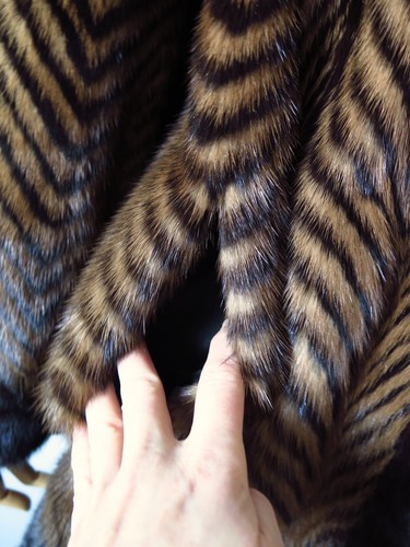 Vintage 1980s 1990s 2000s Michoulas Brown Black Real Mink Fur 3/4 Length Jacket - Picture 14 of 15