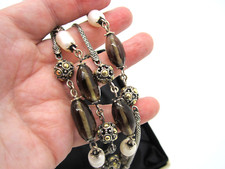 JOHN HARDY Sterling Silver 18k Gold Smoky Quartz Pearl 37 Inch Long Necklace