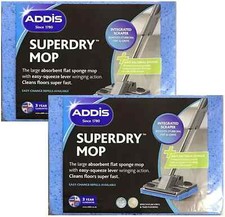 2 x Addis Superdry Anti Bacterial Cleaning Sponge Mop Refill Replacement Head