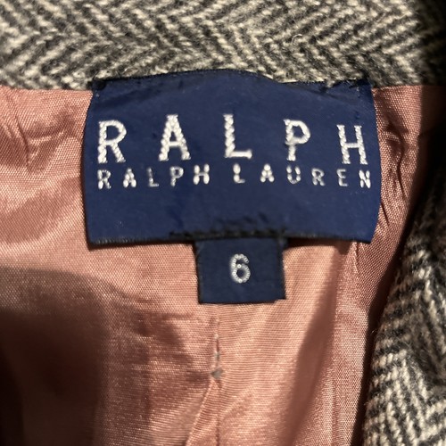 Vintage Ralph Lauren Damen grau Fischgrät Wolle Blazer Jacke 6 gefütterte Taschen - Bild 7 von 10