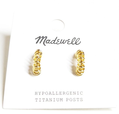 Madewell Multi-Ring Small Hoop Earrings in Pale Gold Brass Nickel Safe NT414 NWT - Picture 13 of 14