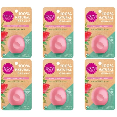 6 Pack Eos Evolution Of Smooth Strawberry Sorbet Lip Balm 0.25 Oz Each - Picture 1 of 6