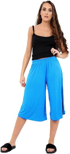 WOMENS CULOTTES PALAZZO 3/4 LENGTH SHORTS TROUSERS WIDE LEG PANTS PLUS SIZE 8-26 - Picture 32 of 39