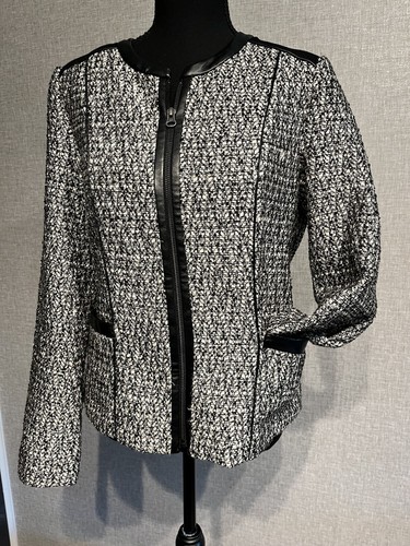 N.Y.D.J SZ 6 Women's Tweed Silver Thred Full Zip Jacket Blazer