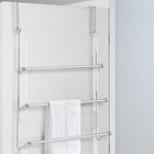 Over-The-Door Convenient 3 Tier Bathroom Towel Bar Rack w/ Chrome-Plated Finish