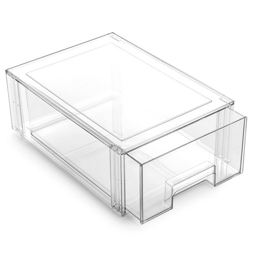 Clear Stackable Storage Drawers Large Bathroom Vanity Cabinet Organizer Bins - Picture 11 of 12