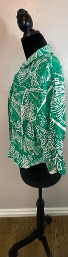 Vintage Hawaiian Shirt 80s CarenSport Button Removable Shoulder Pad Green Women - Picture 5 of 6