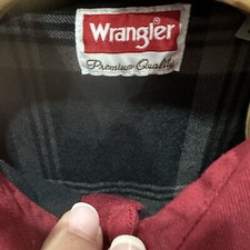 Wrangler Mens 3XL Shirt Maroon Shacket Shirt Gray Plaid Flannel Lining Workwear