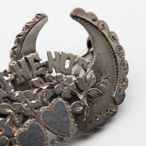 Antiguo broche victoriano Forget Me Not Crescent Moon plateado novia - Imagen 16 de 20