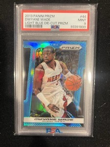 2013-14 Panini Prizm #44 Dwyane Wade Light Blue Die Cut /199 PSA 9 Heat HOF RARE