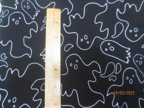 30 x 58" Halloween Ghosts on Black Fabric Cotton Knit Joann Fabrics - Picture 2 of 2