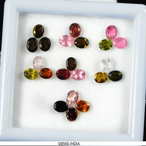 7 Cts/22 Pcs Natural Untreated Multi-Color Tourmaline Oval Calibrated 5x4mm Gems - Picture 3 of 6