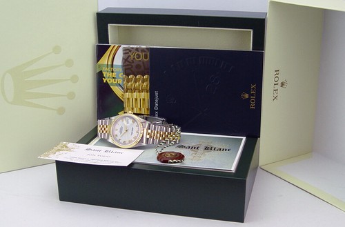 ROLEX 36mm 18kt Gold & Stainless Steel DateJust White Roman 16233 SANT BLANC - Picture 1 of 8