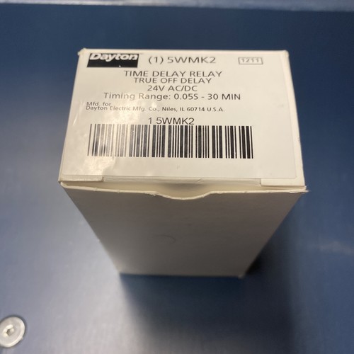 New! Dayton Delay Relay 5WMK4 Watchdog 120v AC/DC 0.1s-2hr  (L27) - Picture 2 of 5