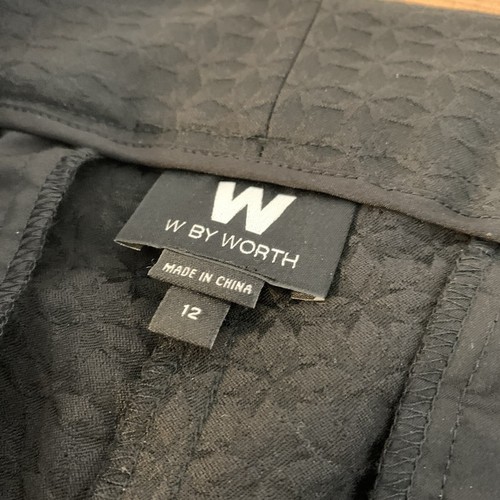Worth New York Black Textured SZ 12 Trousers Pants Side Zippers Career Straight - Picture 7 of 9