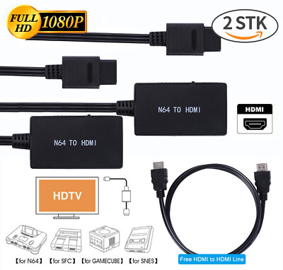 2Pcs SNES Super Nintendo GameCube N64 auf zu HDMI Adapter HD TV Konverter Kabel