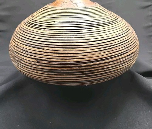 VINTAGE 10" (T) CRESPI BOHO STIL KUNSTKERAMIK HALB SCHILF GEWEBTE BAMBUSBIRNE BODENVASE - Bild 9 von 14