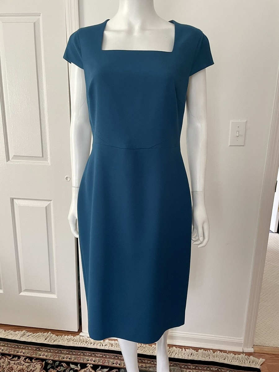 Hobbs London::ドレス:UK12[RESALE] Hobbs London Green, Square Neck Cap Sleeve Straight Sheath