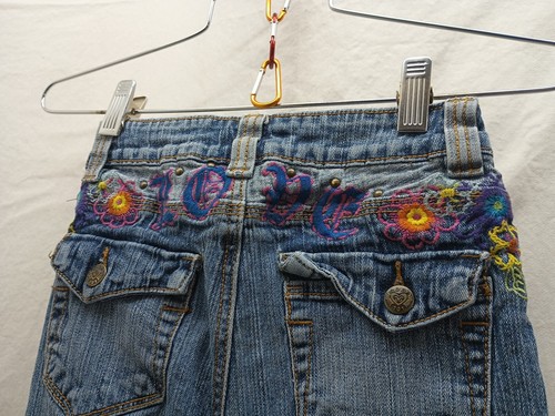 Nickelodeon Zoey 101 Jeans, Girl's Size 12, Blue, Denim, Embroidered - Picture 7 of 16