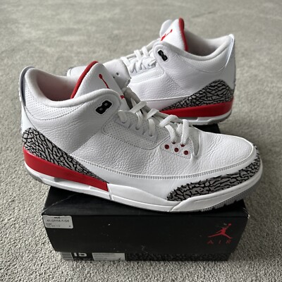 Nike Air Jordan Retro III Hall Of Fame Katrina White Fire Red Cement Size  15