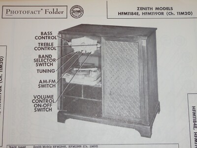 Original Sams Photofact Manual ZENITH HFM1184E, HFM119OR (CH. 11M20) (267)