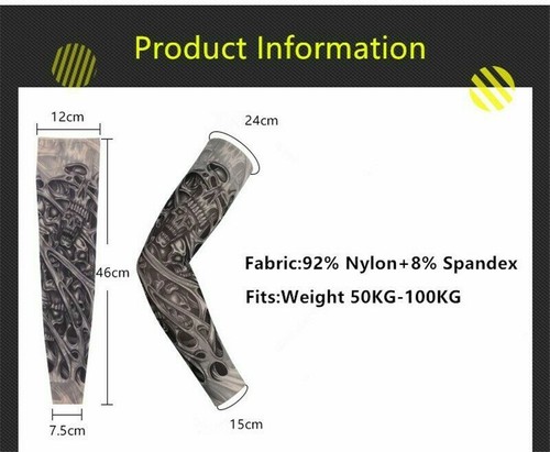 10 Stück Tattoo Cooling Arm Sleeves Cover Sport UV Sonnenschutz Basketball Golf - Bild 4 von 9