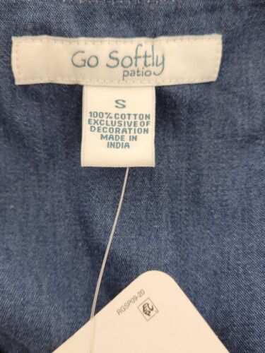 NEW Go Softly Small S Patio Dress Denim Embroidered Floral - Picture 5 of 6