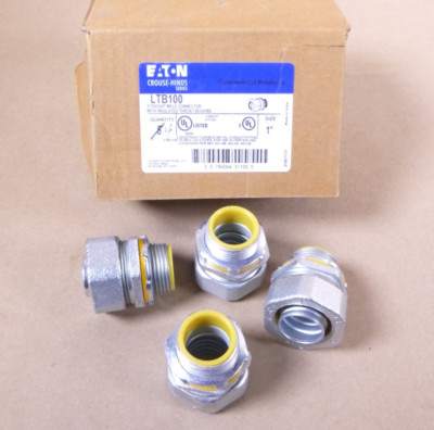 4x Eaton LTB100 1'' Insulated Straight Liquidtight Conduit Connector MI