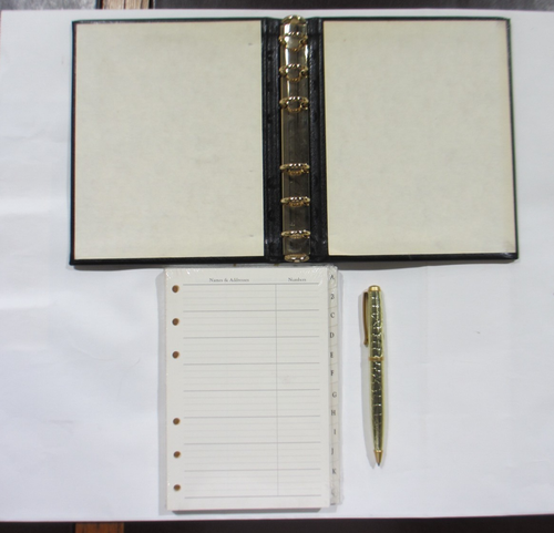 Neiman Marcus Address Book Leather Hardcover 6 Ring Binder Black - Picture 4 of 11