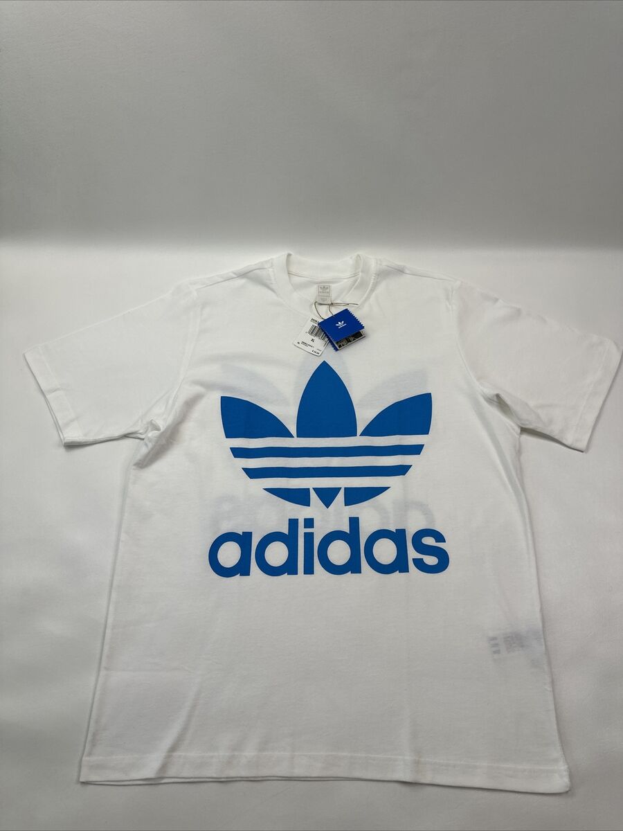 Adidas White T Shirt Mens Sz XL Blue Big Logo NWT Double State Vintage Tee eBay