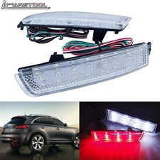 2 LED Clear Bumper Reflector Tail Brake Backup Light For Infiniti FX35 FX37 FX50