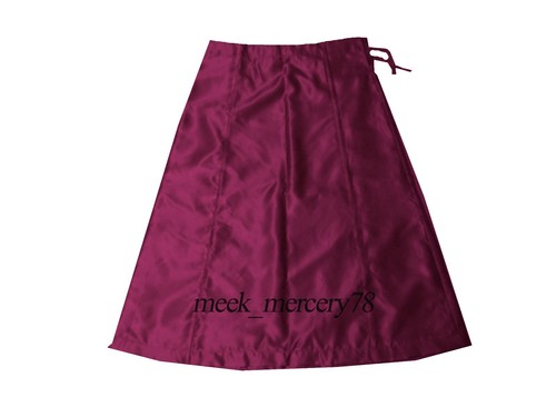 Satin Silk Women Saree Underskirt Inskirt Petticoat Adjustable Waist Skirt S56 - Picture 35 of 38
