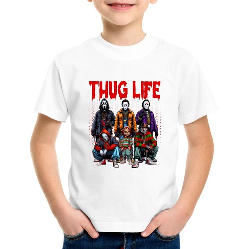 CAMISETA Thug Horror Regalo Halloween Hombres Adultos Niños Pennywise Jason Chucky Top V2 - Imagen 3 de 3