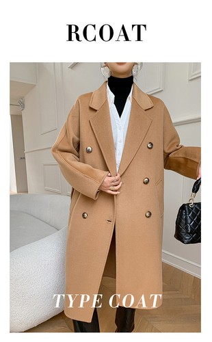 Double-sided Wool Coat Womens Mid Long New Suit Collar Wool Trench Coat Jackets - Bild 13 von 31