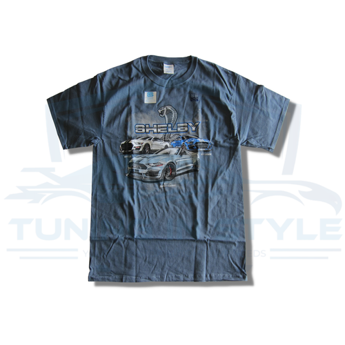 Ford Mustang GT500 Shelby Cobra Logo Cotton T-Shirt Steel Blue Official Licensed - Picture 2 of 6