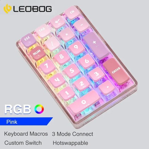 Mechanical Keypad Bluetooth Number Pad 21 Key Transparent Numpad Gaming Keyboard - Picture 19 of 20